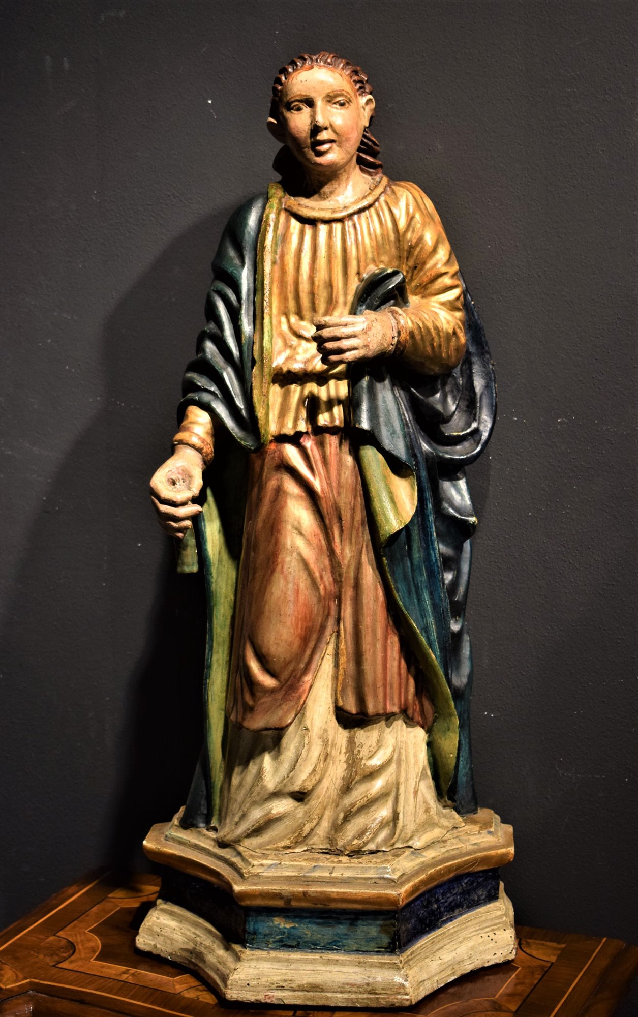 Sculpture saint Martyr en bois polychrome et doré